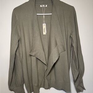 Essentials Olive Green Open Front Cardigan